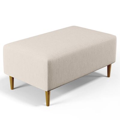 Kit 02 Puffs Decorativos Sala de Estar Cléo W01 Pés Palito 90 cm Linho Cru - Lyam Decor