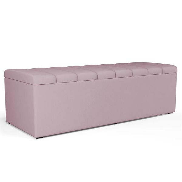 Calçadeira Recamier Baú Para Cama De Casal Queen Dália 160x50 Cm W01 Suede Rosê - Lyam Decor