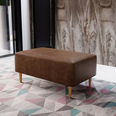 Kit 02 Puffs Decorativos Sala de Estar Cléo W01 Pés Palito 90 cm Couríssimo Marrom - Lyam Decor