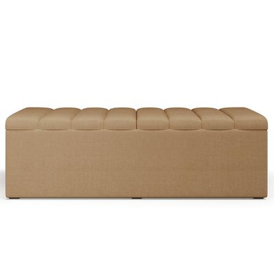 Calçadeira Recamier Baú Para Cama De Casal Queen Dália 160x50 Cm W01 Linho Bege Escuro - Lyam Decor