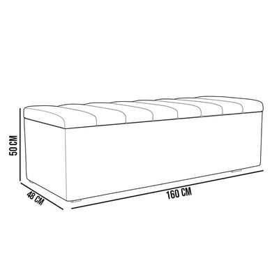 Calçadeira Recamier Baú Para Cama De Casal Queen Dália 160x50 Cm W01 Linho Bege Escuro - Lyam Decor