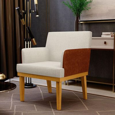 Kit 4 Poltronas Decorativas Sala De Estar Beatriz W01 Linho Champagne Couríssimo Camel - Lyam Decor
