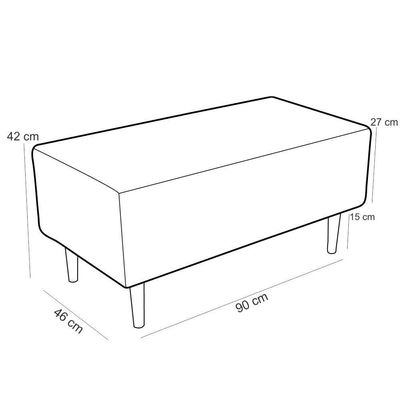 Kit 02 Puffs Decorativos Sala de Estar Cléo W01 Pés Palito 90 cm Linho Bege Escuro - Lyam Decor