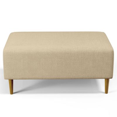Kit 02 Puffs Decorativos Sala de Estar Cléo W01 Pés Palito 90 cm Linho Bege Escuro - Lyam Decor