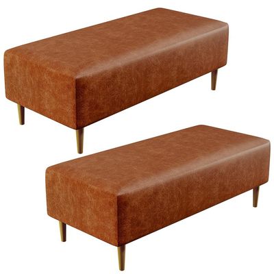 Kit 02 Puffs Decorativos Sala de Estar Bali W01 Pés Palito 120x50 cm Couríssimo Camel - Lyam Decor
