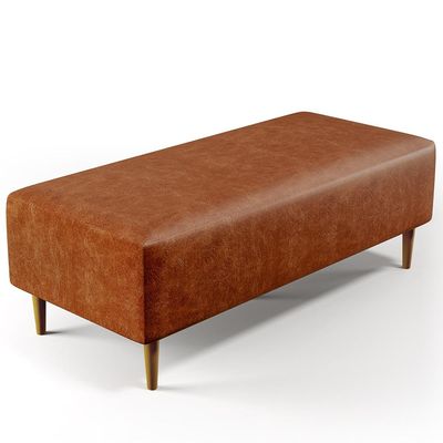 Kit 02 Puffs Decorativos Sala de Estar Bali W01 Pés Palito 120x50 cm Couríssimo Camel - Lyam Decor