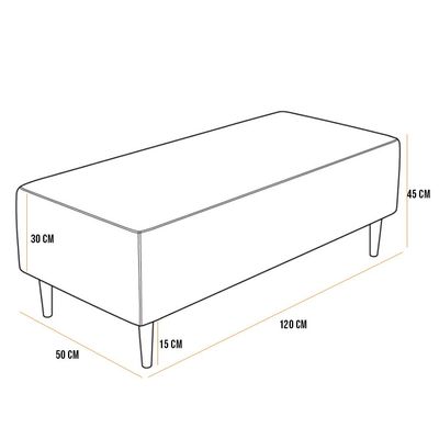 Kit 02 Puffs Decorativos Sala de Estar Bali W01 Pés Palito 120x50 cm Couríssimo Camel - Lyam Decor