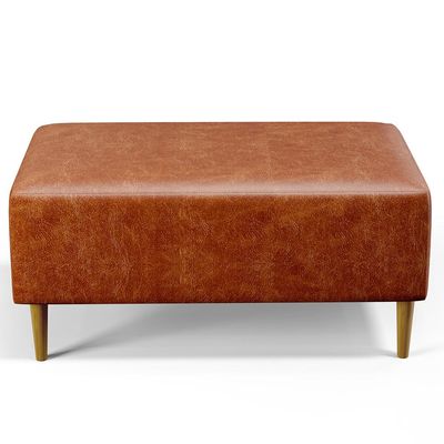 Kit 02 Puffs Decorativos Sala de Estar Cléo W01 Pés Palito 90 cm Couríssimo Camel - Lyam Decor