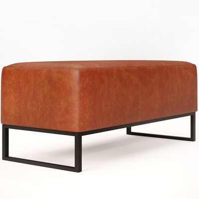 Kit 02 Puff Decorativo Para Sala de Estar Cléo W01 Base de Ferro 90 cm Couríssimo Camel - Lyam Decor