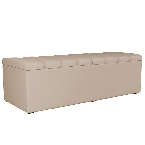 Calçadeira Recamier Baú Para Cama De Casal Queen Dália 160x50 Cm W01 Suede Bege - Lyam Decor