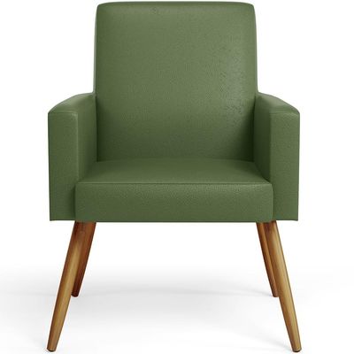 Kit 02 Poltronas Decorativa Para Sala De Estar Maria W01 Pés Palito Facto Verde Musgo - Lyam Decor