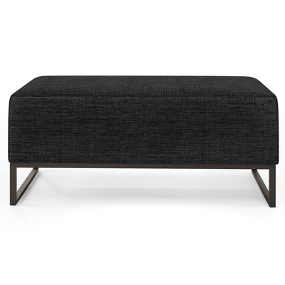 Puff Decorativo Para Sala de Estar Cléo W01 Base de Ferro 90 cm Linho Chumbo - Lyam Decor