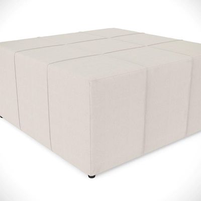 Kit 02 Puffs Decorativos Para Sala de Estar Quadrado Milano 90x90cm W01 Linho Cru - Lyam Decor