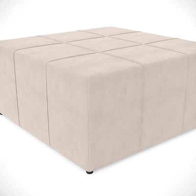Kit 02 Puffs Decorativos Para Sala de Estar Quadrado Milano 90x90 W01 Suede Bege - Lyam Decor