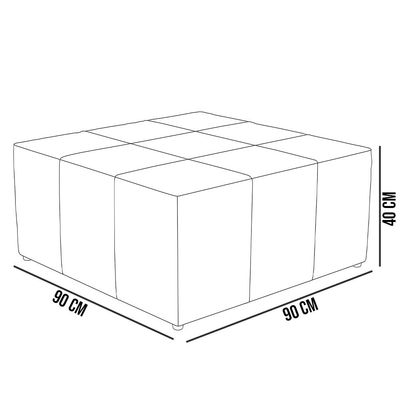 Kit 02 Puffs Decorativos Para Sala de Estar Quadrado Milano 90x90 W01 Suede Bege - Lyam Decor