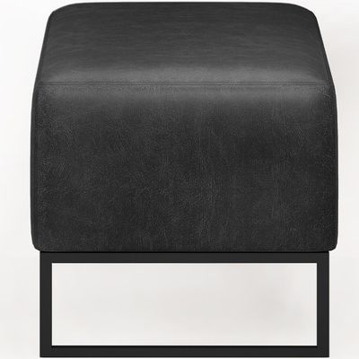 Kit 02 Puff Decorativo Sala Estar Cléo W01 Base de Ferro 90cm Couríssimo Preto Brilho - Lyam Decor