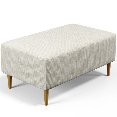 Kit 02 Puffs Decorativo Sala de Estar Cléo W01 Pés Palito 90 cm Linho Champagne - Lyam Decor