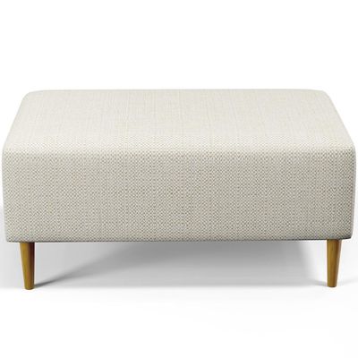 Kit 02 Puffs Decorativo Sala de Estar Cléo W01 Pés Palito 90 cm Linho Champagne - Lyam Decor