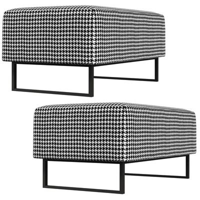 Kit 02 Puffs Decorativo Sala de Estar Cléo W01 Base Ferro 90 cm Suede Pied Poule - Lyam Decor