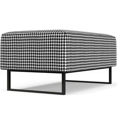 Kit 02 Puffs Decorativo Sala de Estar Cléo W01 Base Ferro 90 cm Suede Pied Poule - Lyam Decor