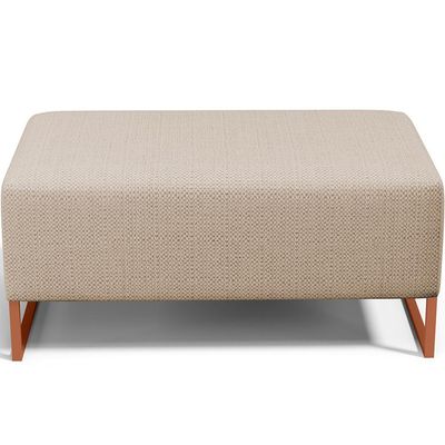 Kit 02 Puffs Decorativo Sala De Estar Cléo 90cm W01 Base Ferro Cobre Linho Bege Escuro - Lyam Decor