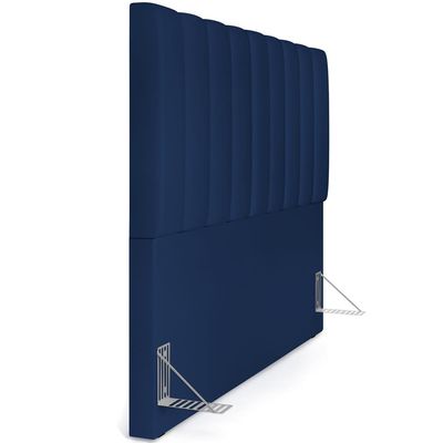 Cabeceira Cama Box Casal King 195 cm Dália W01 Suede Azul Marinho - Lyam Decor