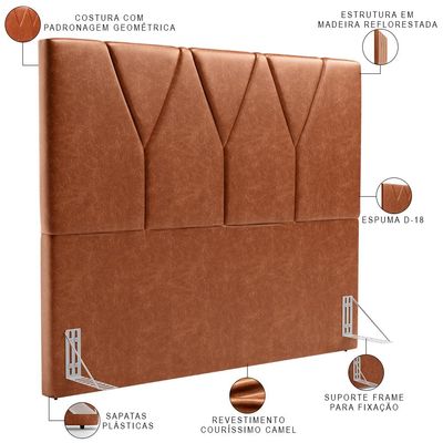 Cabeceira Cama Box Casal Queen 160 cm Aurora W01 Couríssimo Camel - Lyam Decor
