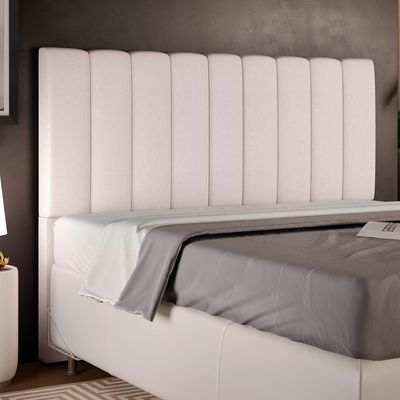 Cabeceira Cama Box Casal King 195 cm Dália W01 Linho Cru - Lyam Decor