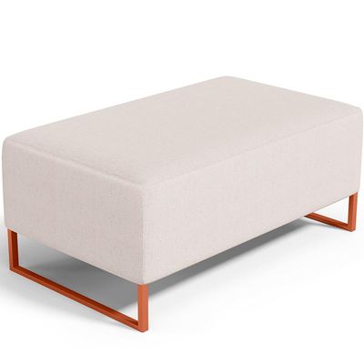 Kit 02 Puffs Decorativo Sala De Estar Cléo 90cm W01 Base Ferro Cobre Linho Cru - Lyam Decor
