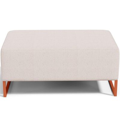 Kit 02 Puffs Decorativo Sala De Estar Cléo 90cm W01 Base Ferro Cobre Linho Cru - Lyam Decor