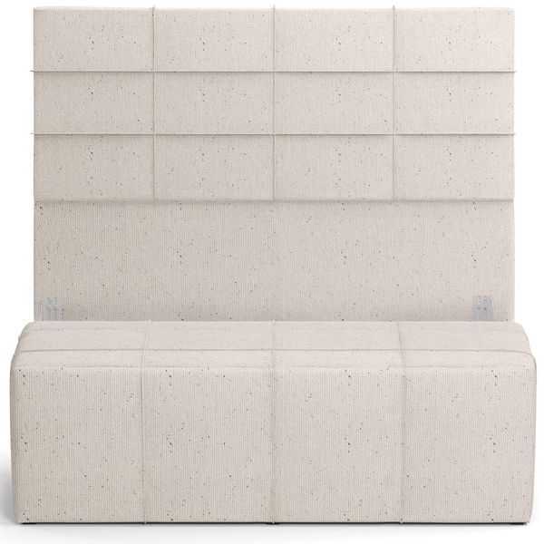Kit Cabeceira Cama Box Casal 140cm com Calçadeira Roma W01 Linho Cru - Lyam
