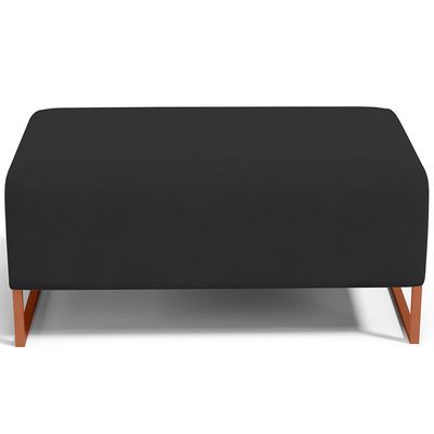 Puff Decorativo Sala De Estar Cléo 90cm Base De Ferro Cobre W01 Suede Preto - Lyam Decor
