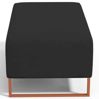 Puff Decorativo Sala De Estar Cléo 90cm Base De Ferro Cobre W01 Suede Preto - Lyam Decor