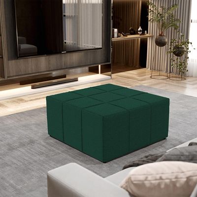 Puff Decorativo Para Sala de Estar Quadrado Milano 90x90cm W01 Bouclê Verde - Lyam Decor