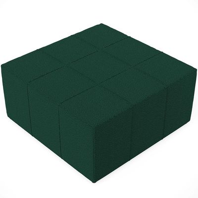 Puff Decorativo Para Sala de Estar Quadrado Milano 90x90cm W01 Bouclê Verde - Lyam Decor