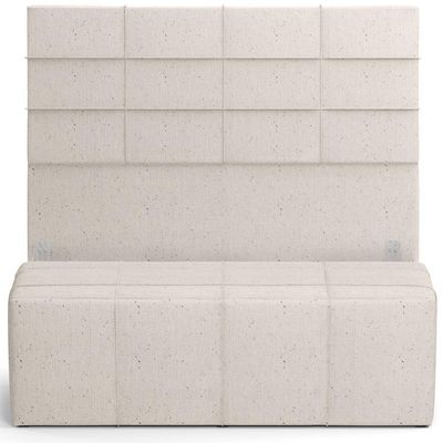 Kit Cabeceira Cama Box King 195cm com Calçadeira Roma W01 Linho Cru - Lyam