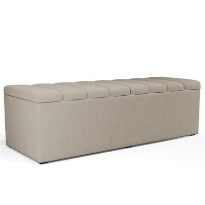 Calçadeira Recamier Baú Para Cama De Casal Queen Dália 195x50 cm W01 Linho Bege - Lyam
