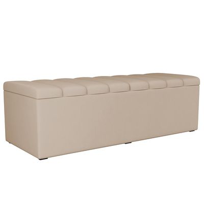 Calçadeira Recamier Baú Para Cama De Casal King Dália 195x50 cm W01 Suede Bege - Lyam