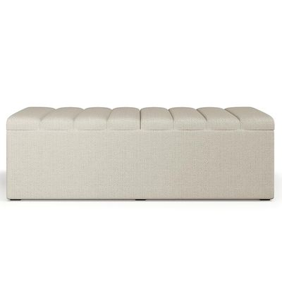 Calçadeira Recamier Baú Para Cama De Casal King Dália 195x50 cm W01 Linho Champagne - Lyam
