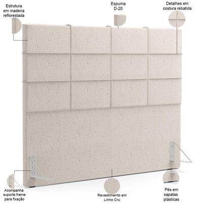 Cabeceira Cama Box Queen 160 cm Roma W01 Linho Cru - Lyam