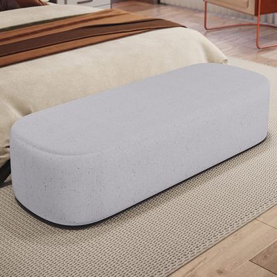 Puff Decorativo Orgânico Para Living Quarto 140cm Doha W01 Linho Cinza - Lyam Decor