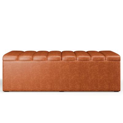 Calçadeira Recamier Baú Para Cama De Casal King Dália 195x50 cm W01 Couríssimo Camel - Lyam