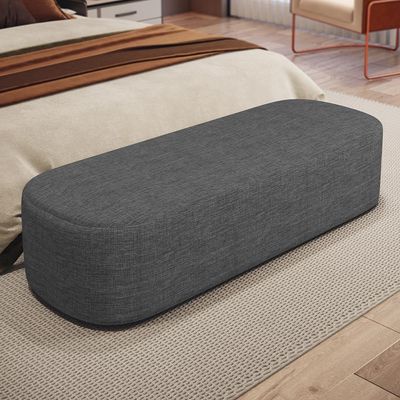 Puff Decorativo Orgânico para Living Quarto 160cm Doha W01 Linho Cinza Escuro - Lyam Decor
