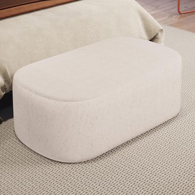 Kit 02 Puffs Decorativos Orgânico para Living Quarto 100cm Doha W01 Linho Cru - Lyam Decor