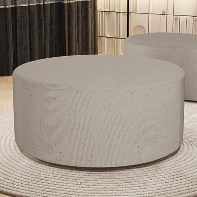 Puff Redondo Orgânico para Living 90cm Lola W01 Linho Bege - Lyam Decor