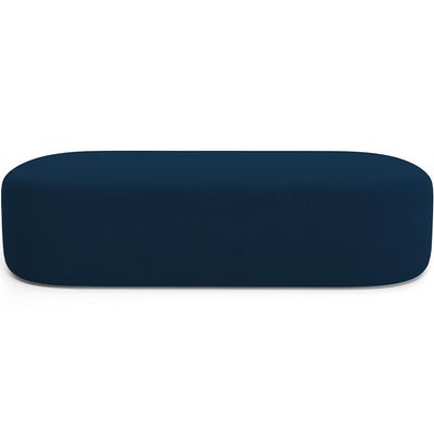 Kit 02 Puffs Decorativos Orgânicos Para Living Quarto 160cm Doha W01 Suede Azul Marinho - Lyam Decor