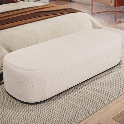 Kit 02 Puffs Decorativos Orgânico para Living Quarto 195cm Doha W01 Linho Cru - Lyam Decor
