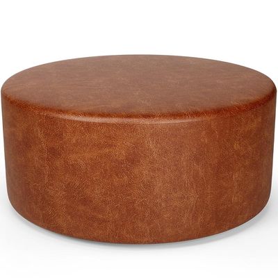 Kit Puff Redondo Lola e Puff Recamier Orgânico Orbit W01 Couríssimo Camel - Lyam Decor