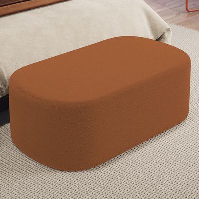 Kit 02 Puffs Decorativos Orgânicos Para Living Quarto 100cm Doha W01 Bouclê Terracota - Lyam Decor