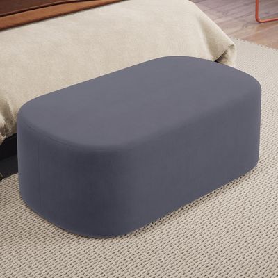 Puff Decorativo Orgânico Para Living Quarto 100cm Doha W01 Suede Cinza - Lyam Decor